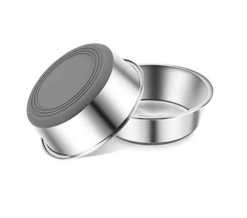 Vendos85 - 2 gamelles 900 ml antidérapantes en acier inoxydable - Gris