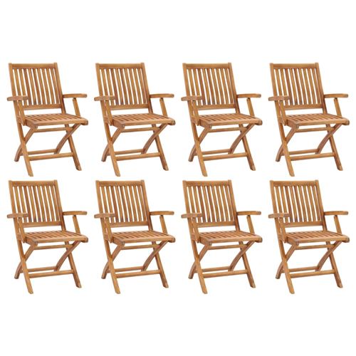 Non Communiqué Bois De Teck Vidaxl Chaises Pliables De Jardin 8 Pcs Solide