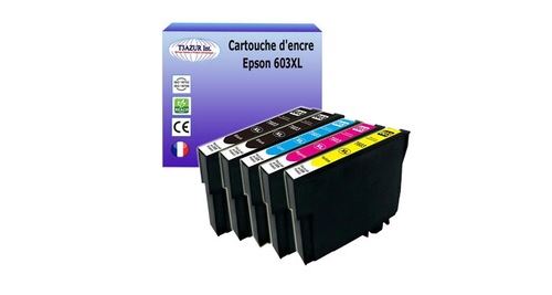 5 cartouches d'encre compatibles avec 603xl pour epson xp-2100, xp-2105, xp-3100 -t3azur