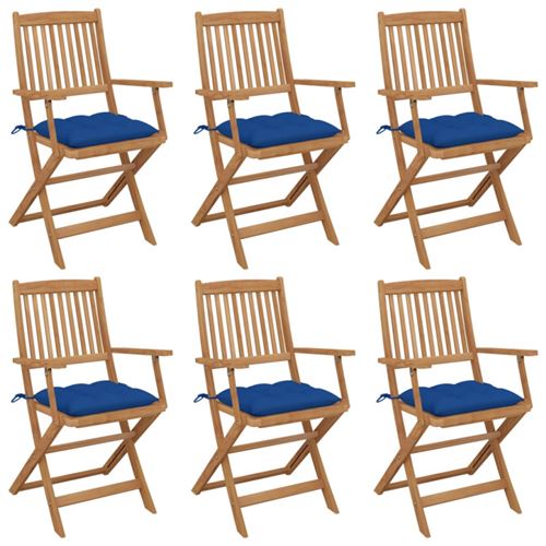 Vidaxl Chaises Pliables De Jardin Lot De 6 Avec Coussins Bois D Acacia - Image 2