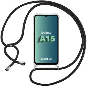 Coque pour Samsung Galaxy A15 4G/5G - Protection Renforcé TPU Antichoc Transparent avec Cordon Noir - BOOLING - 1