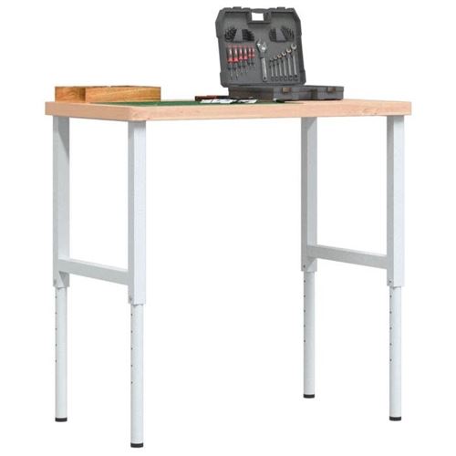 Non Communiqué Beige Vidaxl Établi 100X60x(73-99,5) Cm Bois Massif De Hêtre Rectangulaire, Table De Travail, Poste De Travail, Table De Travail 3309705