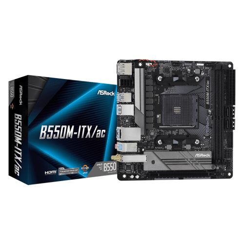 Asrock B550M-Itx/Ac Emplacement Am4 Mini Itx Amd B550 ( - Amd B550, 2 X Ddr4 Dimm, 7.1 Ch Hd Audio, Gigabit Lan, 802.11Ac WiFi, Bluetooth 4.2, Mini-Itx)