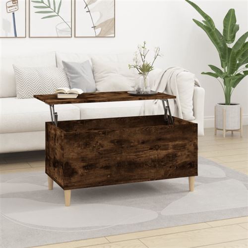 Table basse Chêne fumé 90x44,5x45 cm Bois d ingénierie