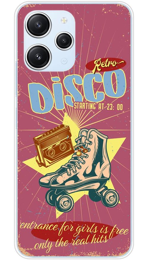 Coque en silicone imprimée compatible Xiaomi Redmi 12 4G Redmi 12 5G Retro disco