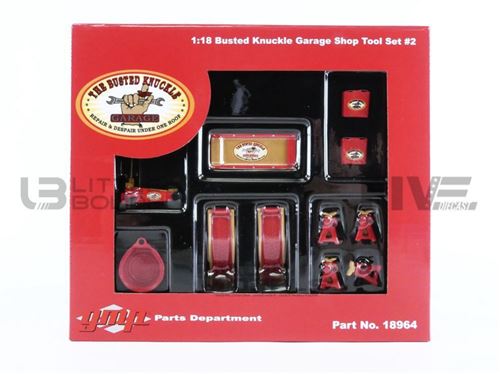 Voiture Miniature de Collection GMP 1-18 - ACCESSOIRES Shop Tool Set 2 - Busted Knuckle Garage - Red / Gold - 18964