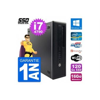 Pc hp prodesk 600 g1 sff intel core i7-4790 ram 16go ssd 120go windows 10 wifi - 1