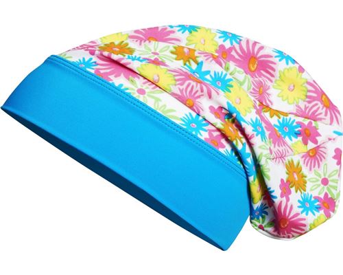 Playshoes bonnet résistant aux UV fleurs 55 cm bleu/blanc