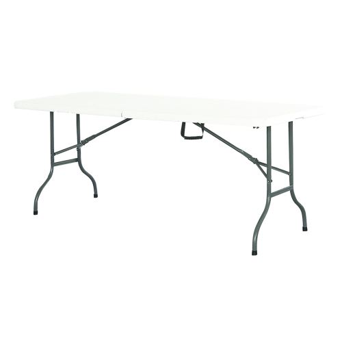 Table de réception plateau et pieds pliants 180cm Blanc