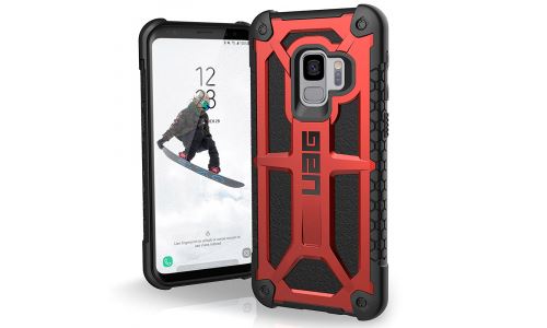 UAG Monarch Series - Achterzijde behuizing voor mobiele telefoon - robuust - eersteklas nerfleder, legeringmetaal - karmozijnrood - 5.8 - voor Samsung Galaxy S9