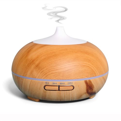 Grain bois diffuseur d'huile essentielle d'arôme ultrasonique humidificateur brume fraîche 300 ml - Kaki