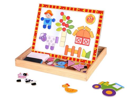 Tooky Toy puzzle magnétique junior 29,5 x 22 cm bois orange/blanc