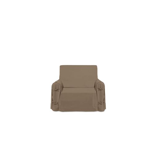 Housse de fauteuil - L 90 cm x P 60cm x H 90 cm - Taupe - 100% coton