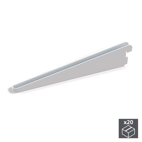 Emuca Support pour étagère en bois/verre, profil pas 32 mm, 220 mm, Acier, Blanc, 20 ut.