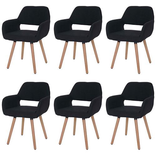 6x chaise de salle à manger Altena II, fauteuil tissu, noir