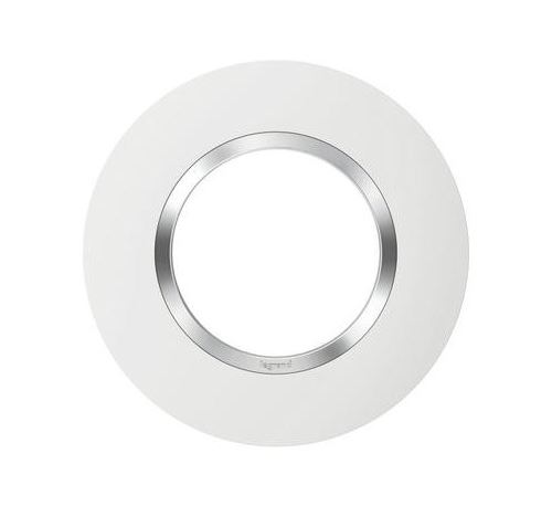 Legrand Blanc Plaque Ronde Dooxie - 1 Poste - Bague Effet Chromé
