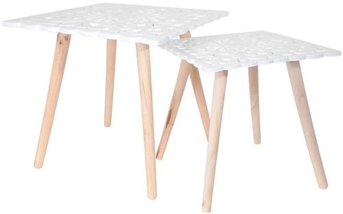 The Home Deco Factory - Tables gigognes plateau carré arabesques (Lot de 2)