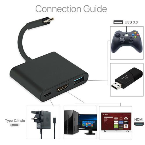 Adaptateur USB Type C vers 1080P HDMI pour Nintendo Switch, USB C PD Port  d'alimentation, USB-A 3.0 Hub, Switch Dock HDMI Convertiss
