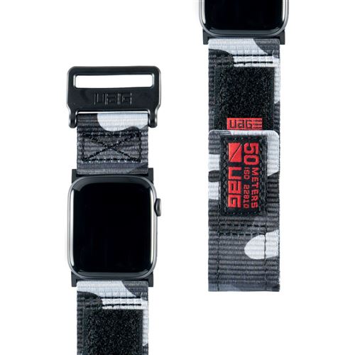 UAG Apple Watch Band 45mm/44mm/42mm, Series 7/6/5/4/3/2/1/SE - Active Midnight Camo - Bracelet de montre pour montre intelligente - 152 - 210 mm - camo minuit - pour Apple Watch (42 mm, 44 mm)