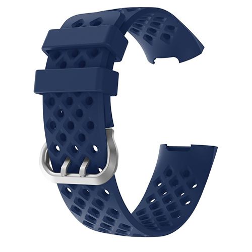 Bracelet en silicone trous carrés de petite taille bleu pour votre Fitbit Charge 4/3