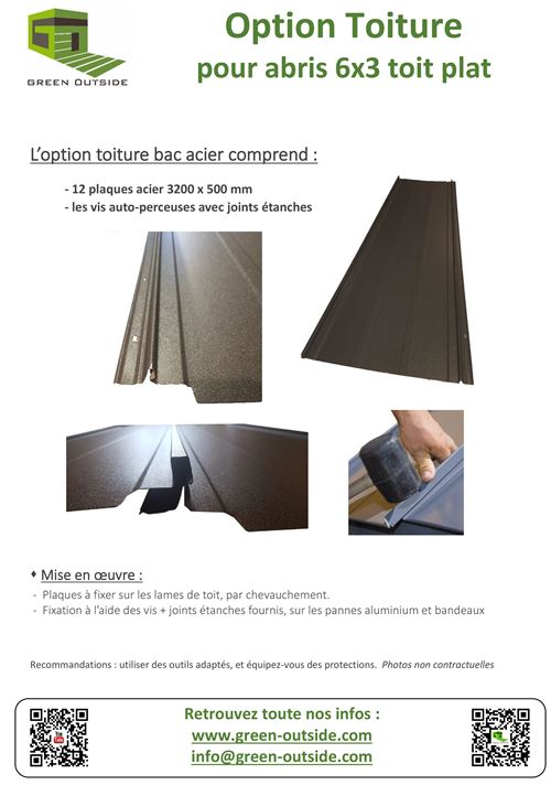 Green Outside - Option Toiture abri Actual 6x3