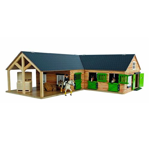 FALSE Kids Globe paardenhoekstal met 3 Boxen en berging 1:24 Bruin 610211