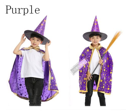 Des enfants jouent un ensemble de chapeaux de capitaine avec cape dorée à cinq étoiles Pourpre