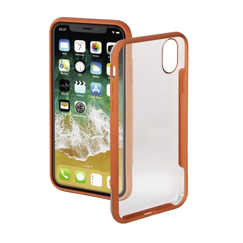 Coque de protection Frame pour Apple iPhone X, transparente/orange