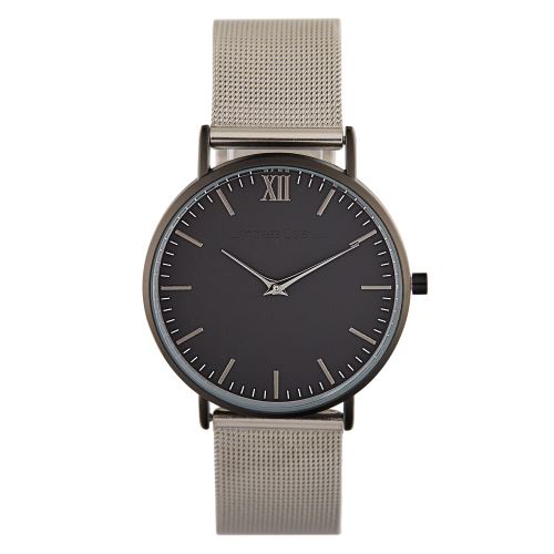 Montre Miste Andreas Osten Mouvement Quartz Cadran Noir 36mm Et Bracelet Argent En Maille AO-224
