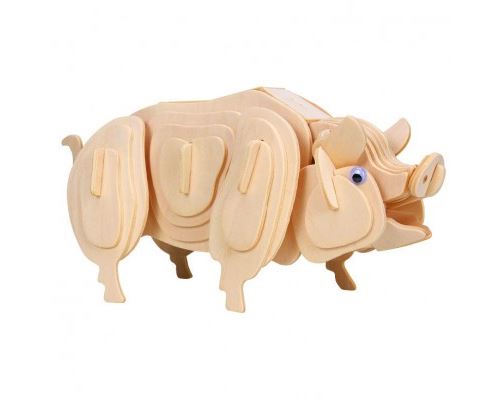 Puzzle 45 Pièces : Puzzle 3D en Bois - Paul le Cochon, Professor Puzzle