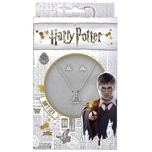 Ensemble collier et boucles d'oreilles Harry Potter Deathly Hallows