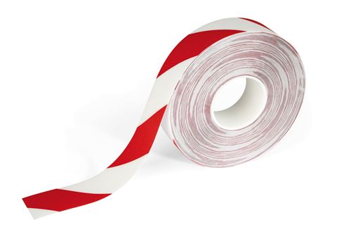 Durable 1726132 Duraline Strong Ruban de Marquage au Sol Adhésif et Antidérapant Longueur 30m Largeur 50mm Rouge/Blanc - 1 rouleau