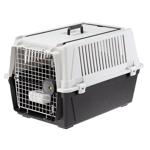Ferplast Transport pour chiens de taille moyenne ATLAS 40 PROFESSIONAL, Box pour le transport d'animaux avec abreuvoir inclus, porte en acier plastifié, système fermeture de sécurité, grilles d'aération, 49 x 68 x h 45,5 cm Gris
