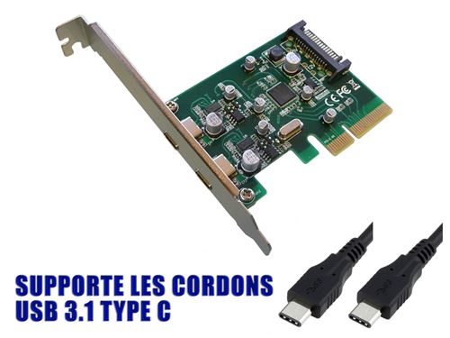Carte Contrôleur PCIE USB 3.1 - 10GB 2 Ports type C