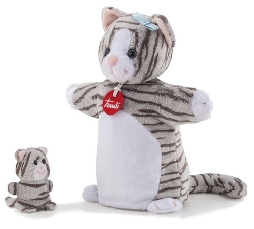 Trudi marionnette main et doigt marionnette chat gris 23 cm
