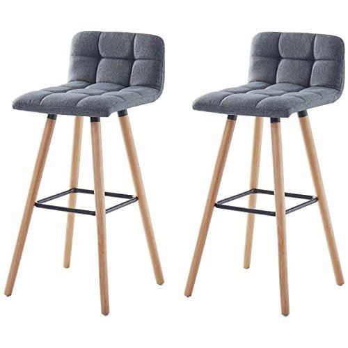Générique Stina Lot de Bar 2 tabourets de Bar en Bois hetre Massif - revetement Tissu Gris Anthracite - scandinave - l 42 x p 49 cm