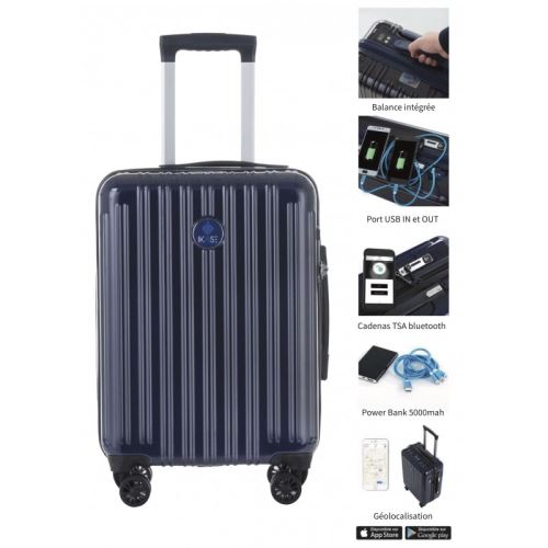 VALISE CONNECTEE - CABINE 50 cm / 38 Litres - Bleu