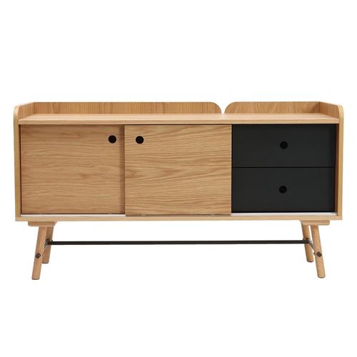 Buffet scandi japonais chêne et gris mat 2 tiroirs JAPANSK