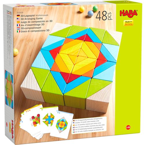 Haba mosaïque de blocs de jeu composite 3-D junior en bois 48 blocs