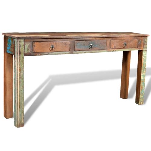 vidaXL Wandtafel met 3 lades gerecycled hout