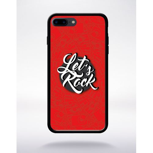 Coque Lets Rock Fond Rouge Compatible Apple Iphone 7 Plus Bord Noir Silicone