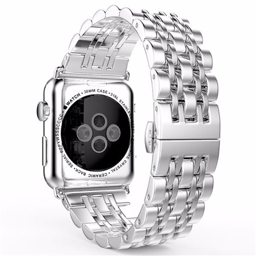 Bracelet en métal classique sept perles de en acier inoxydable argent pour votre Apple Watch 3/2/1 42mm
