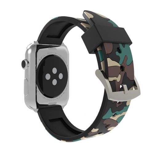 Bracelet en silicone motif camouflage souple kaki pour votre Apple Watch Series 4 44mm/Series 3/2/1 42mm