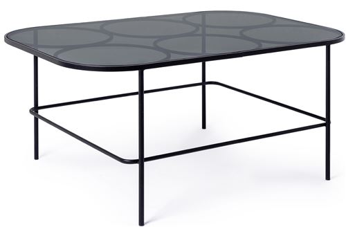 Table d'appoint en acier et verre trempé coloris noir - L.91.5 x P.61.5 x H.40 cm -PEGANE-