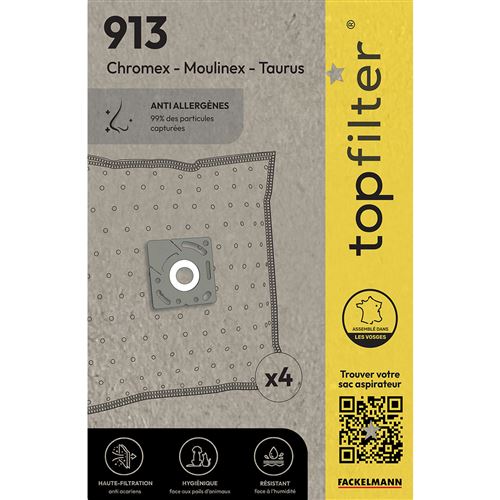 Topfilter Blanc Lot De 4 Sacs Aspirateur Moulinex Premium