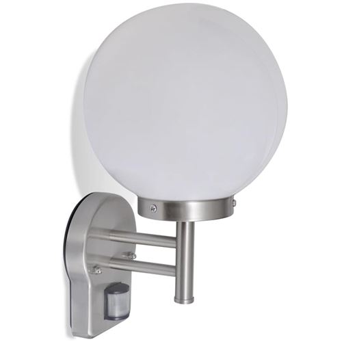 Balvormige RVS wandlamp met sensor