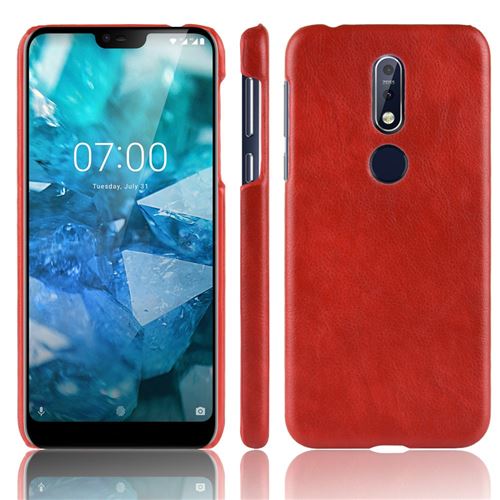 Etui en PU enduit rigide rouge pour votre Nokia 7.1