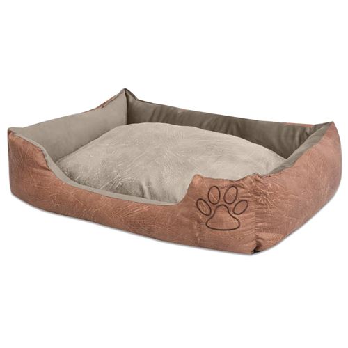 Comparer les prix de vidaXL Lit pour chiens avec coussin Cuir artificiel PU Taille XXL Beige