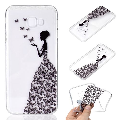 Coque en TPU impression de motifs fille papillon pour votre Samsung Galaxy J4 Plus