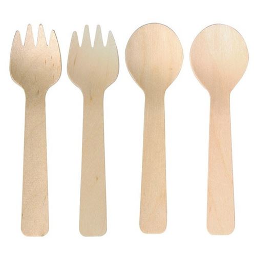 6 cuillères + 6 fourchettes en bois 10 cm - Rayher